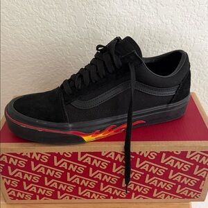 Vans Black and Red Flame Sneakers